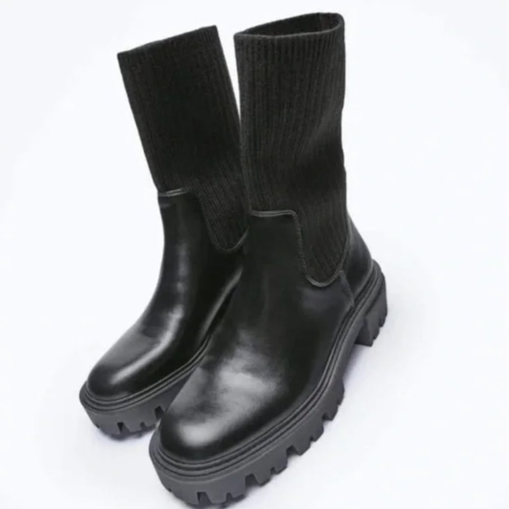 Zara Sock Style Ankle Boots